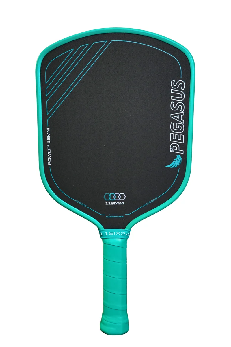 11SIX24 Pegasus Power 2 8oz 16mm pickleball paddle — Carbon fiber with HexGrit surface face