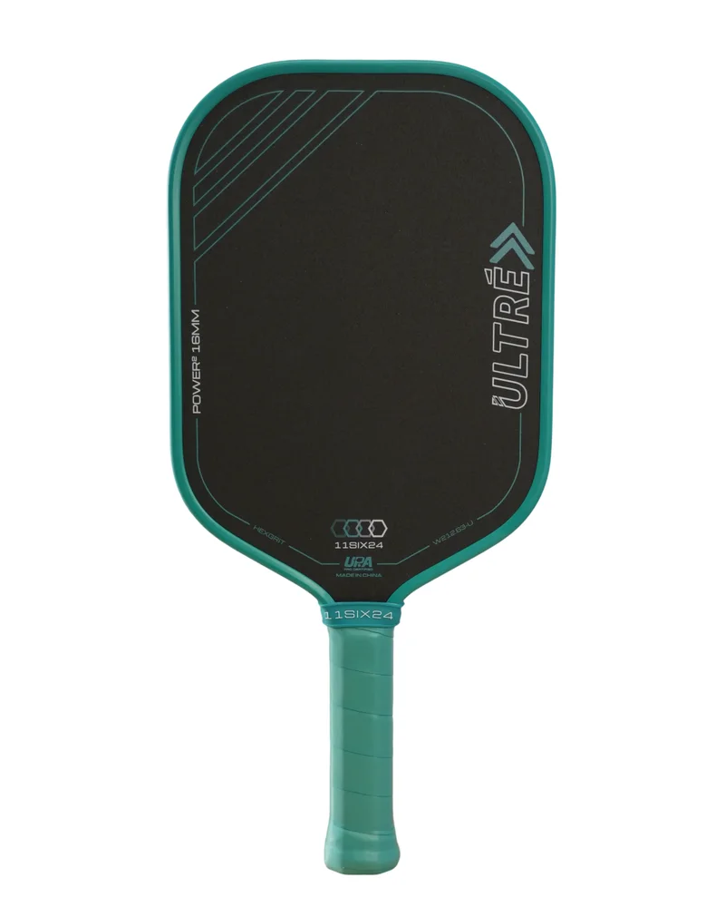 11SIX24 Ultre Power 2 7.9oz 16mm pickleball paddle — Carbon fiber with HexGrit surface face