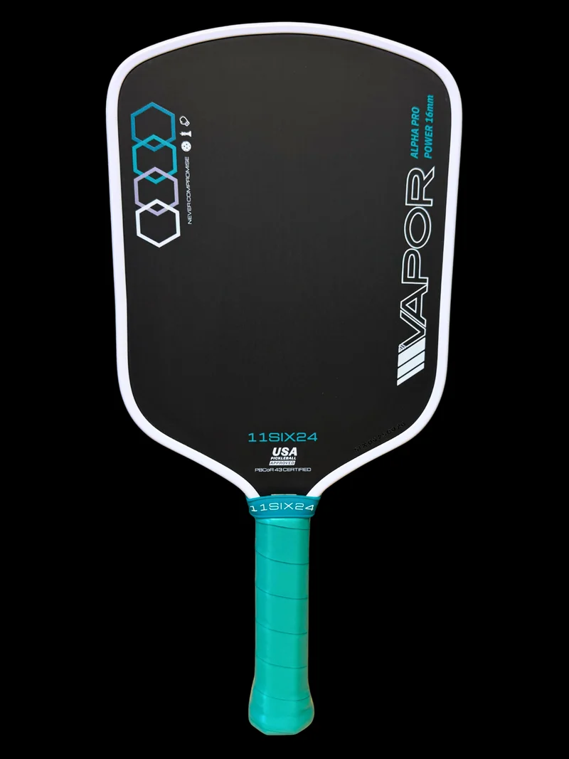 11SIX24 Vapor Power 2 7.9oz 16mm pickleball paddle — CFC (carbon/fiberglass/carbon) with HexGrit peel-ply face