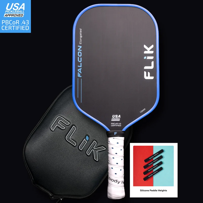 FLiK Pickleball FLiK Falcon 13mm Elongated 7.9oz 13mm pickleball paddle — T700 carbon fiber (3 layers raw Toray) face