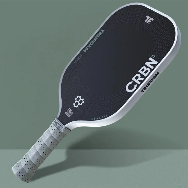 CRBN TruFoam Genesis 3 8.1oz 14mm pickleball paddle — T700 raw carbon fiber with fiberglass reinforcement face