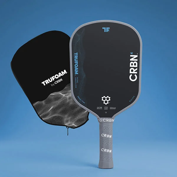 CRBN TruFoam Waves 4 Hybrid 14mm 7.8oz 14mm pickleball paddle — Toray T700 carbon fiber with fiberglass layer face