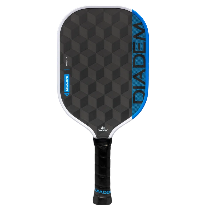 Diadem Edge BluCore Pro 14mm 7.8oz 14mm pickleball paddle — Triaxial Weave 3D 18K carbon fiber face