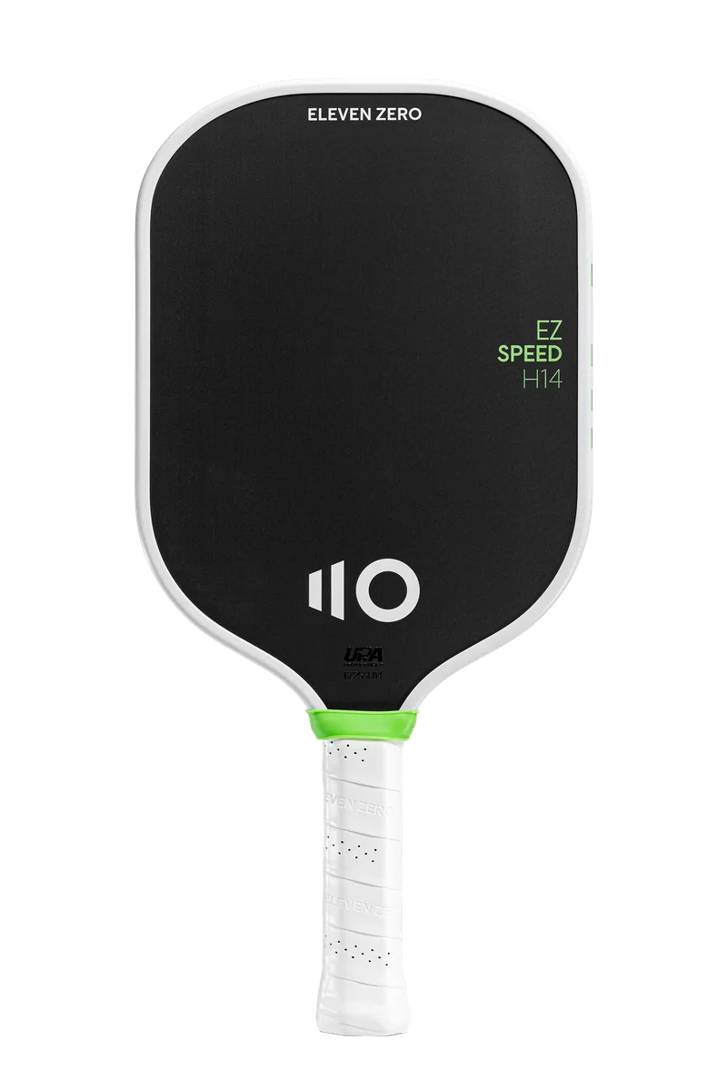 Eleven Zero EZ Speed H14 7.9oz 14mm pickleball paddle — Carbon fiber / fiberglass (CF/FG/CF, 90/0/90), thermoformed face