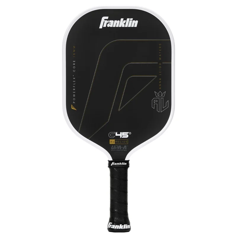 Franklin Sports C45 Aurelius 16mm 7.6oz 16mm pickleball paddle — T700 carbon fiber peel ply at 45-degree angle face