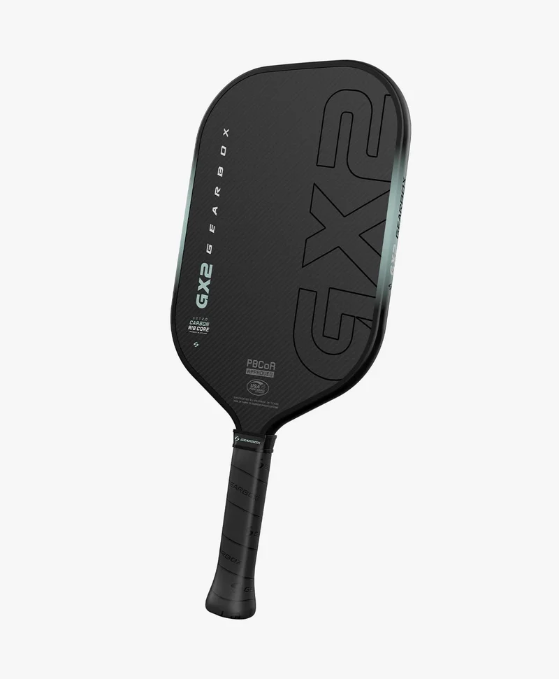 Gearbox GX2 Elongated 8oz 16mm pickleball paddle — 3K woven raw carbon face
