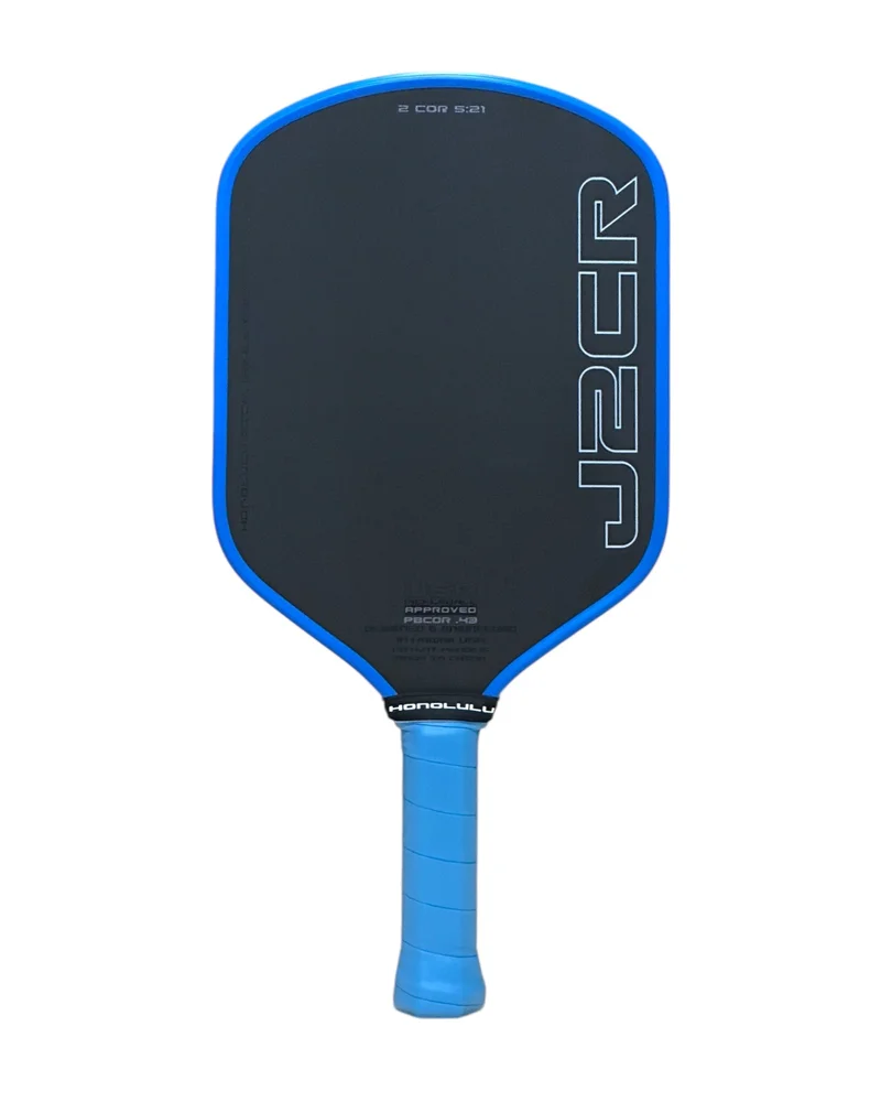 Honolulu Pickleball Company J2CR 8oz 16mm pickleball paddle — CFC carbon fiber, Crystal Blue Endurance Surface face