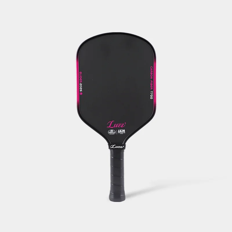 Luzz Glider 2026 7.94oz 16mm pickleball paddle — T700 carbon fiber with 984-Aero Face Grit coating face