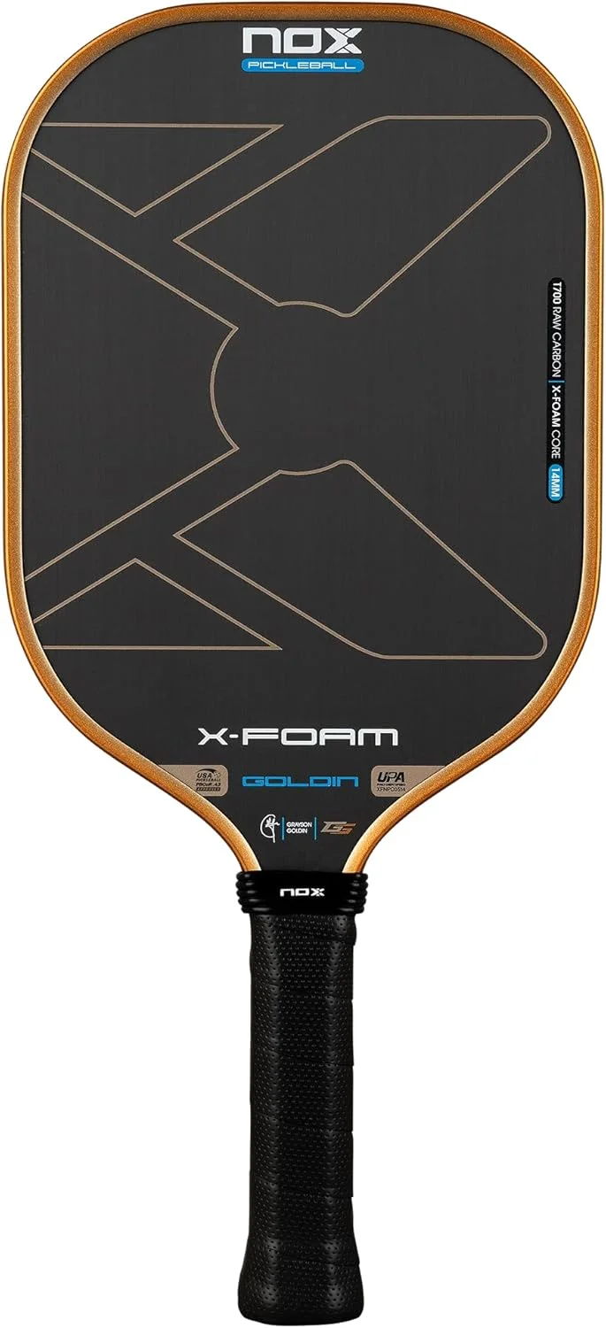 NOX X-FOAM Goldin 14mm (Grayson Goldin Signature) 8oz 14mm pickleball paddle — Textured T700 raw carbon fiber face
