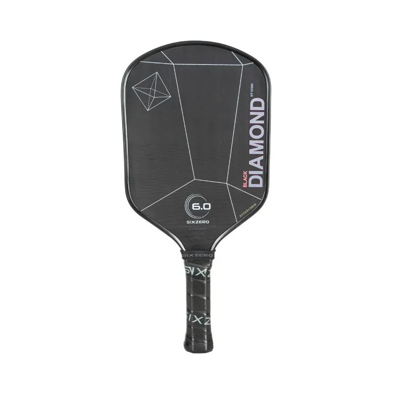 Six Zero Black Diamond 14mm 7.6oz 14mm pickleball paddle — Toray T700 raw carbon fiber face