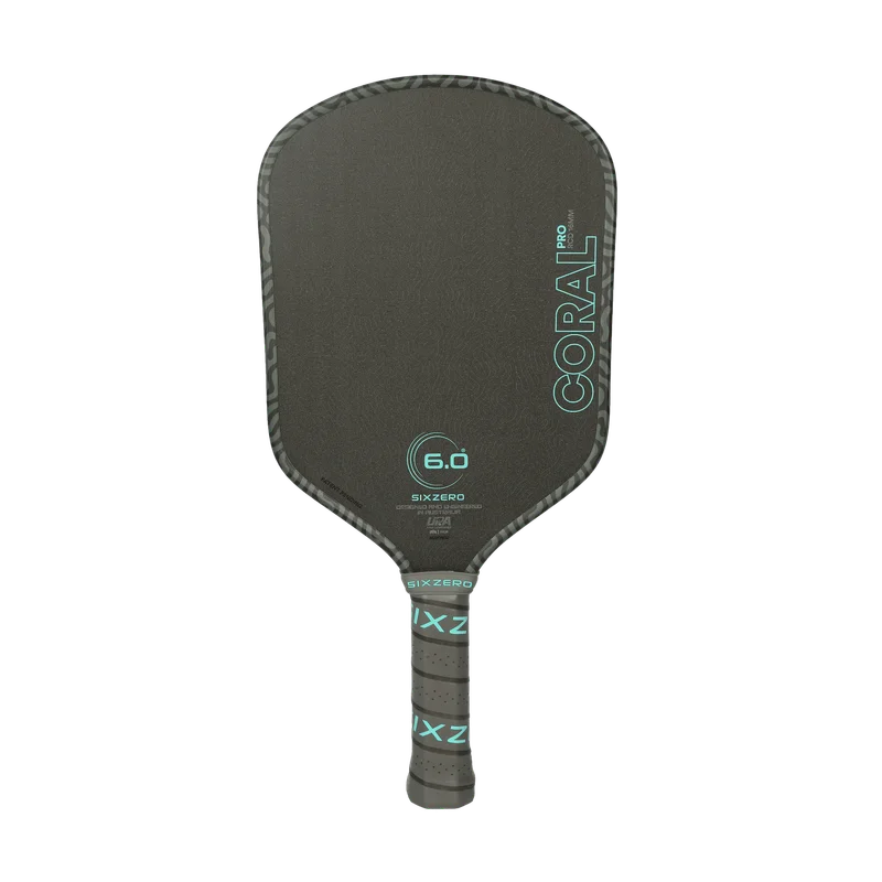 Six Zero Coral Pro Hybrid 16mm 8oz 16mm pickleball paddle — Double Diamond Tough 300K Toray raw carbon fiber face