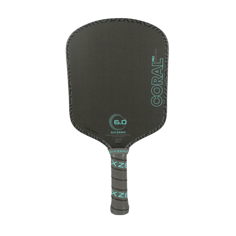 Six Zero Coral Pro Widebody 16mm 8oz 16mm pickleball paddle — Double Diamond Tough 300K Toray raw carbon fiber face