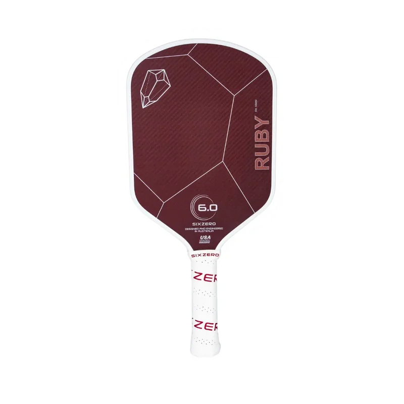 Six Zero Ruby 16mm 7.9oz 16mm pickleball paddle — Toray T700 raw carbon fiber face