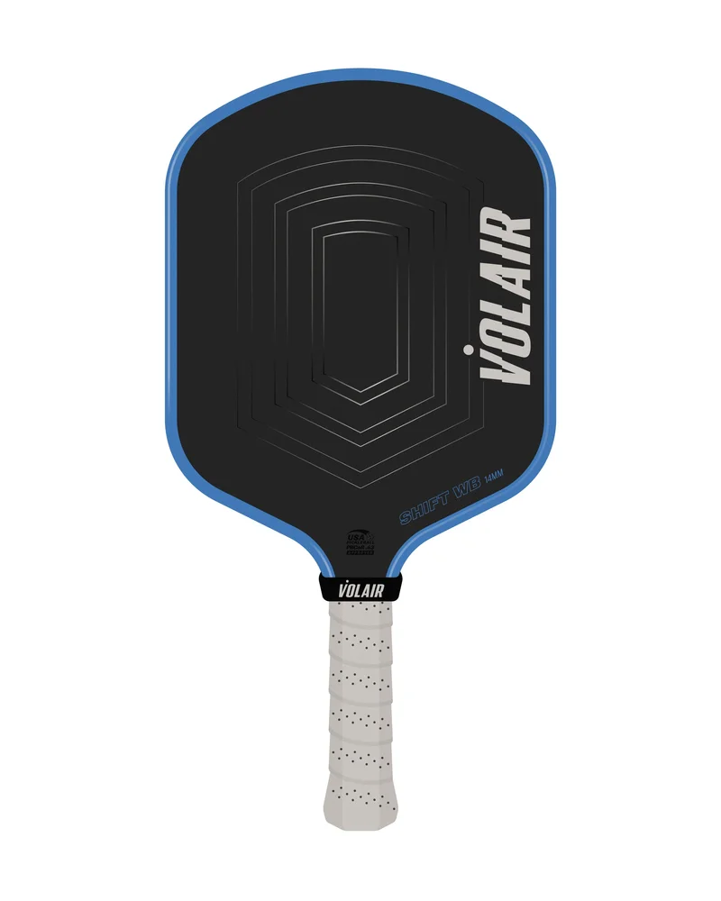 Volair Shift WB 14mm 7.9oz 14mm pickleball paddle — Raw T700 carbon fiber (textured peel-ply finish) face