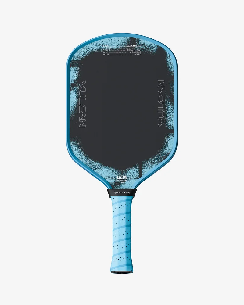 Vulcan Dark Matter Hybrid 16mm 7.8oz 16mm pickleball paddle — Tri-laminate T700 raw carbon fiber face
